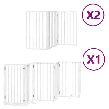 Vidaxl hondenhek inklapbaar met deur 12 panelen 600cm populierhout wit