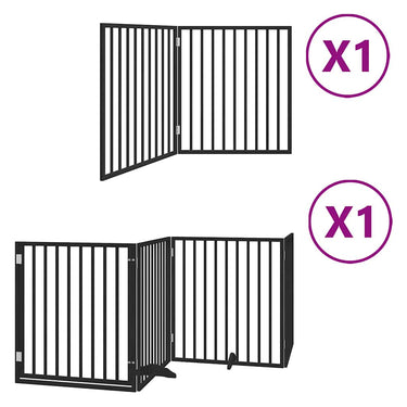 Vidaxl hondenhek inklapbaar 6 panelen 480 cm populierenhout zwart