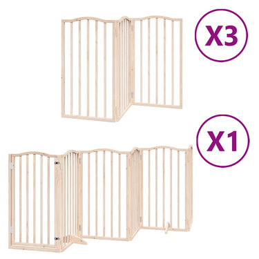 Vidaxl hondenhek inklapbaar met deur 15 panelen 750 cm populierenhout