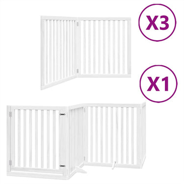 Vidaxl hondenhek inklapbaar met deur 10 panelen 800cm populierhout wit