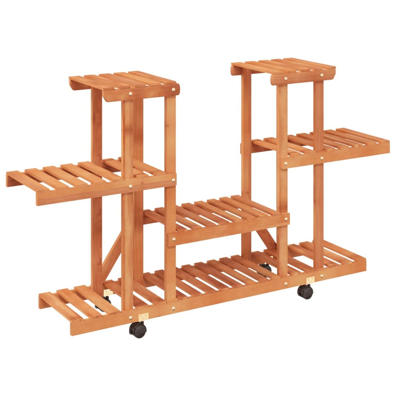 Load image into Gallery viewer, Vidaxl plantenstandaard met wielen 110x25x78 cm massief vurenhout
