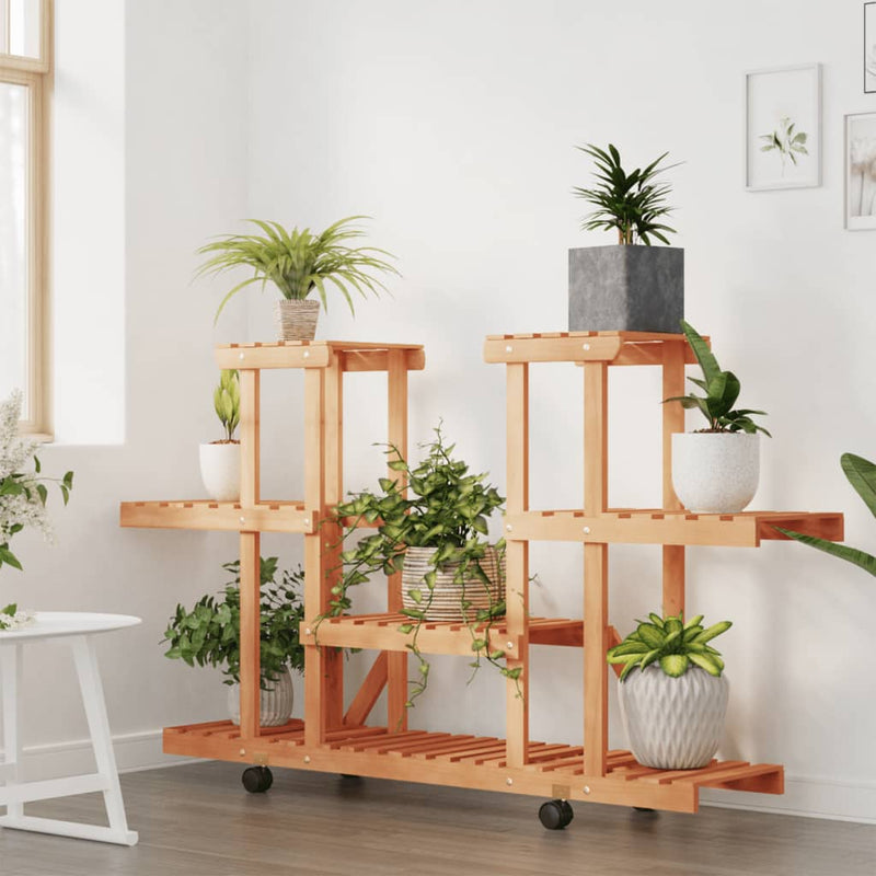 Load image into Gallery viewer, Vidaxl plantenstandaard met wielen 110x25x78 cm massief vurenhout
