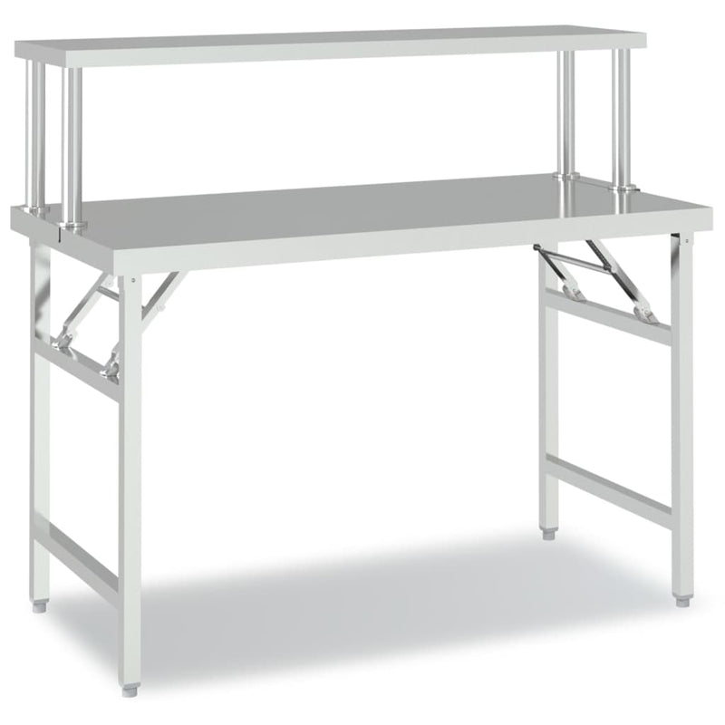 Afbeelding laden in galerijviewer, Vidaxl keukenwerktafel met bovenschap 120x60x115 cm roestvrij staal
