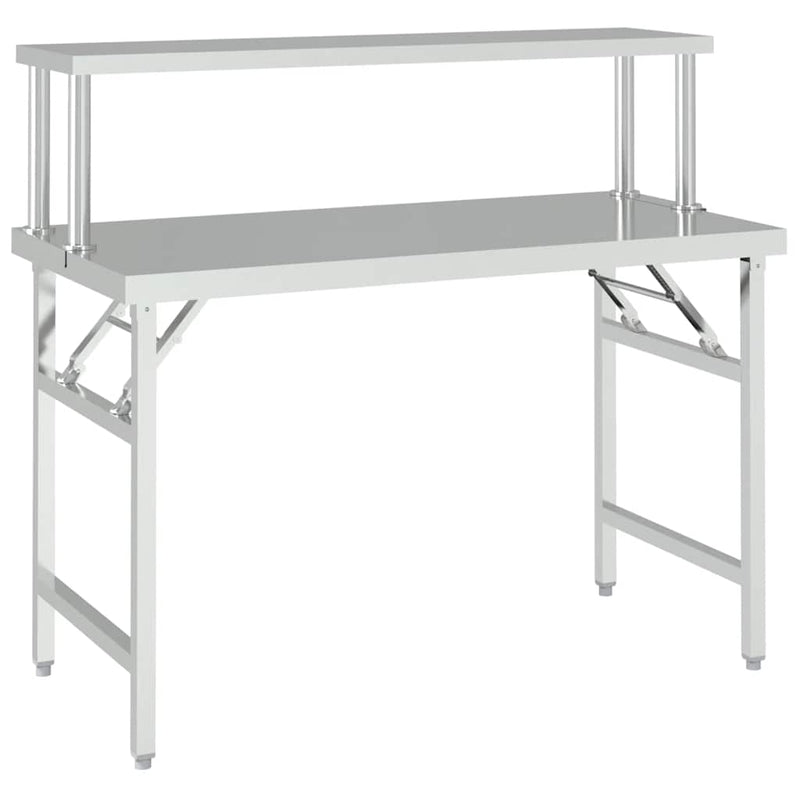 Afbeelding laden in galerijviewer, Vidaxl keukenwerktafel met bovenschap 120x60x115 cm roestvrij staal
