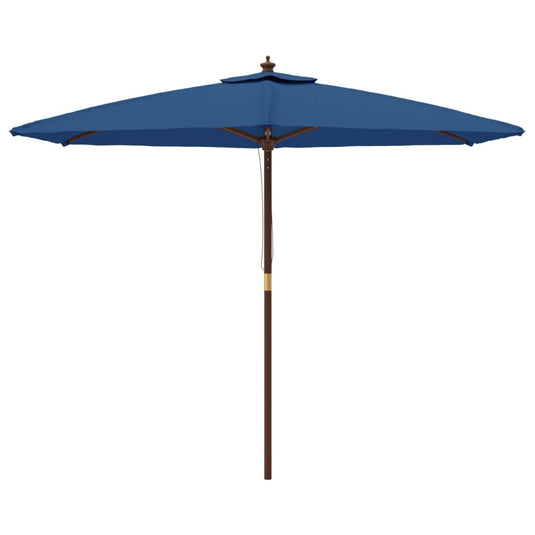 Vidaxl parasol met houten paal 299x240 cm azuurblauw