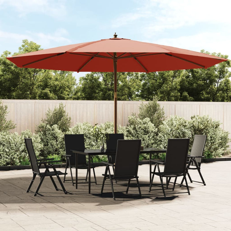 Afbeelding laden in galerijviewer, Vidaxl parasol met houten paal 400x273 cm terracottakleurig
