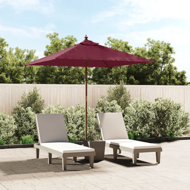 Vidaxl parasol met houten paal 198x198x231 cm bordeauxrood