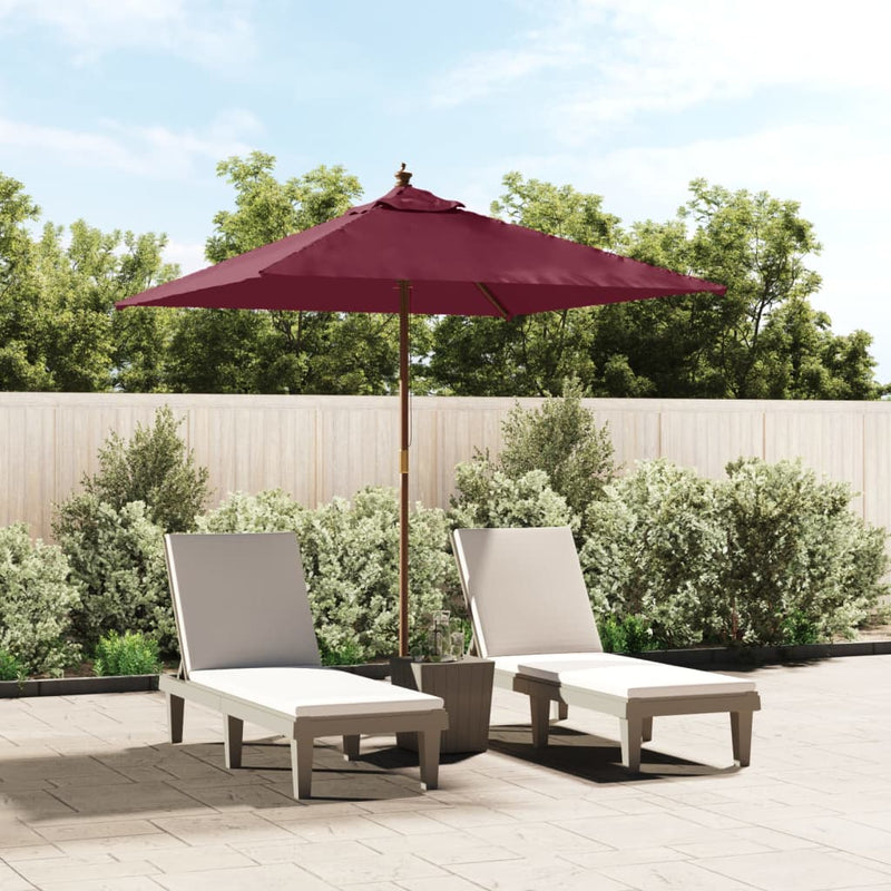 Load image into Gallery viewer, VidaXL Parasol met houten paal 198x198x231 cm bordeauxrood

