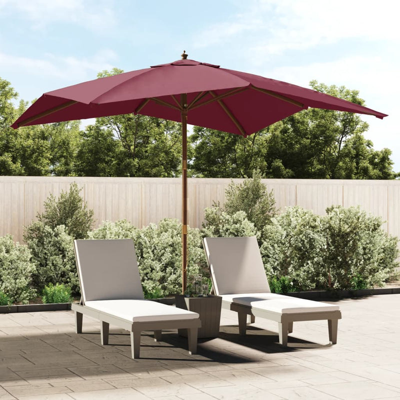 Load image into Gallery viewer, Vidaxl parasol met houten paal 300x300x273 cm bordeauxrood
