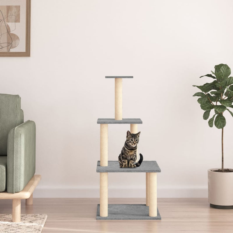 Afbeelding laden in galerijviewer, Vidaxl kattenmeubel met sisal krabpalen 111 cm lichtgrijs
