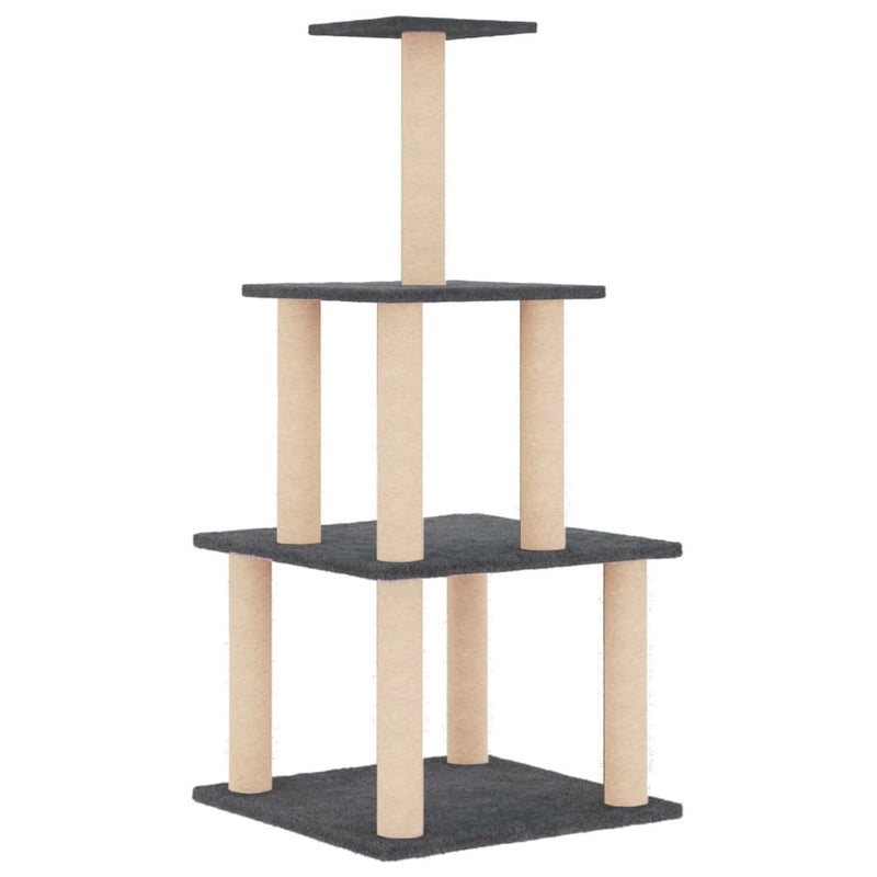 Afbeelding laden in galerijviewer, Vidaxl kattenmeubel met sisal krabpalen 111 cm donkergrijs

