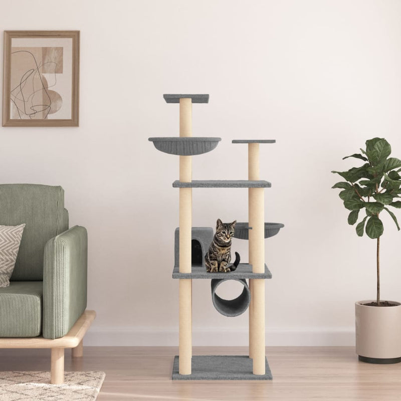 Load image into Gallery viewer, Vidaxl kattenmeubel met sisal krabpalen 141 cm lichtgrijs
