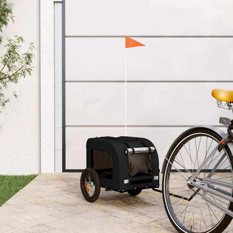 Afbeelding laden in galerijviewer, Vidaxl hondenfietstrailer oxford stof en ijzer zwart
