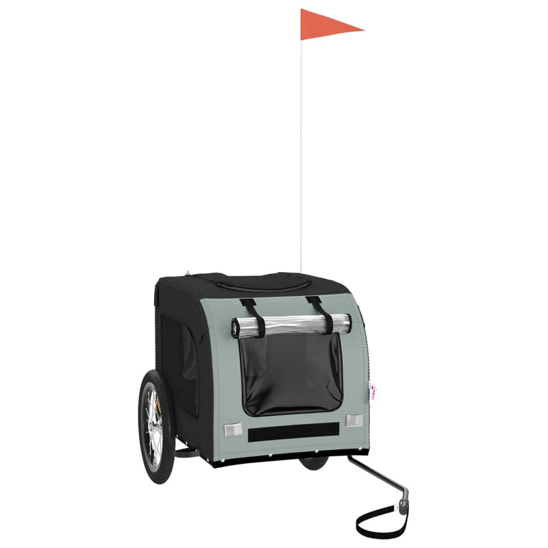 Load image into Gallery viewer, Vidaxl hondenfietstrailer oxford stof en ijzer zwart en grijs
