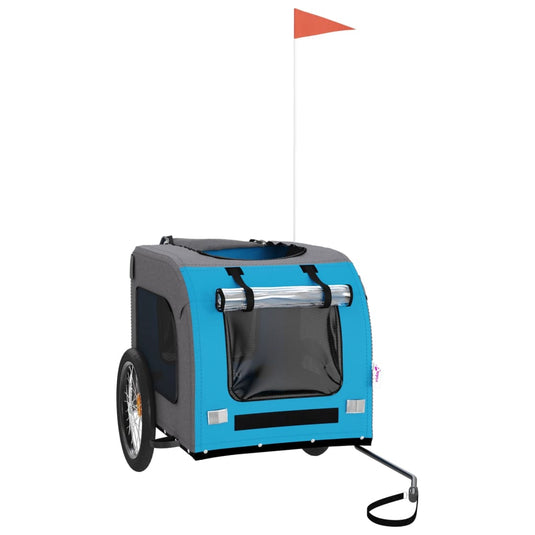 Vidaxl hondenfietstrailer oxfordstof en ijzer blauw en grijs