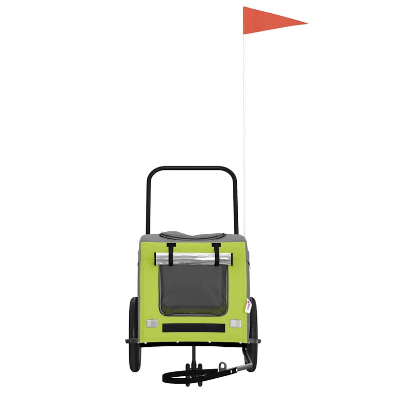 Afbeelding laden in galerijviewer, Vidaxl fietskar voor huisdieren groen en rood 124,5 x 63,5 x 53 cm

