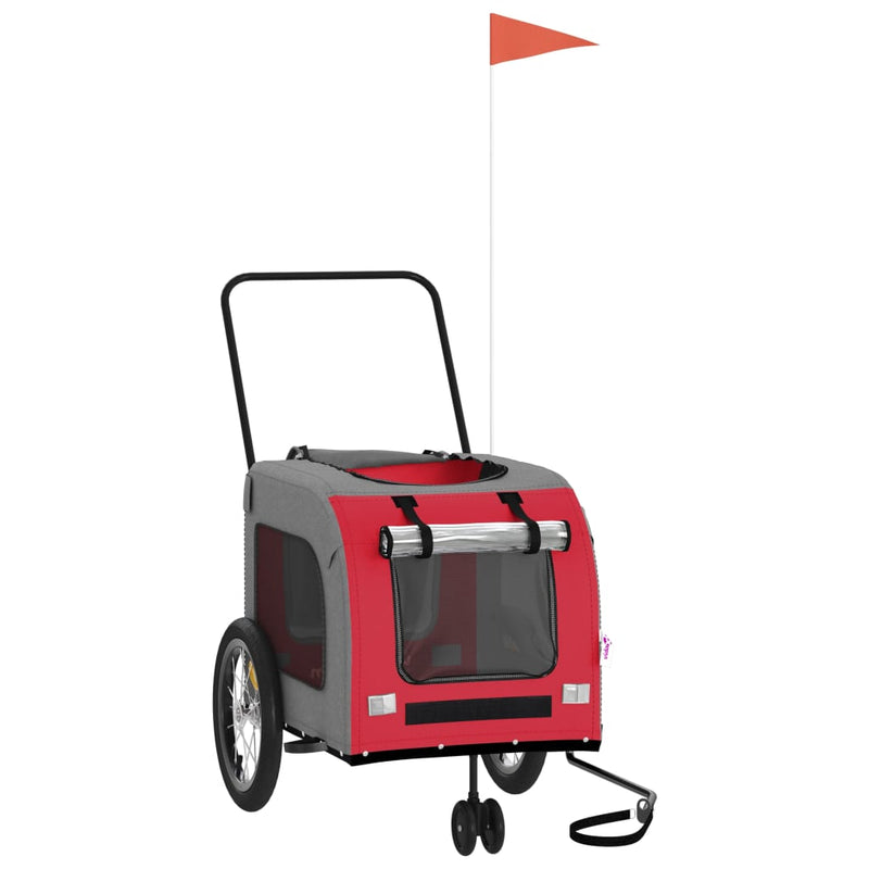 Load image into Gallery viewer, Vidaxl hondenfietstrailer oxford stof en ijzer rood en grijs
