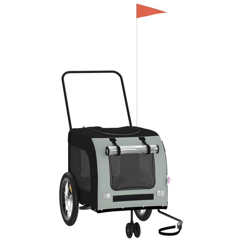 Load image into Gallery viewer, Vidaxl hondenfietstrailer oxford stof en ijzer zwart en grijs
