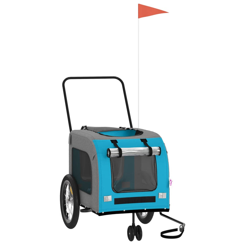 Load image into Gallery viewer, Vidaxl hondenfietstrailer oxford stof en ijzer blauw en grijs

