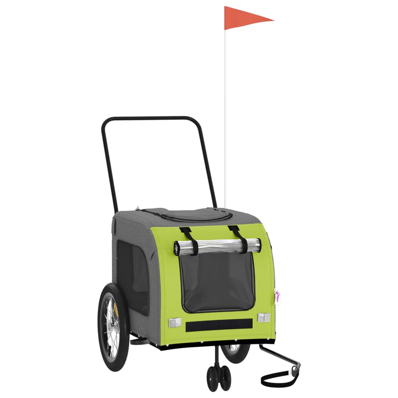 Load image into Gallery viewer, Vidaxl hondenfietstrailer oxford stof en ijzer groen en grijs
