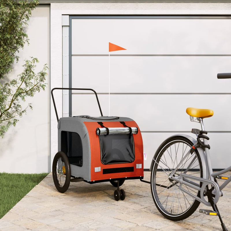 Load image into Gallery viewer, Vidaxl hondenfietstrailer oxford stof en ijzer oranje en grijs
