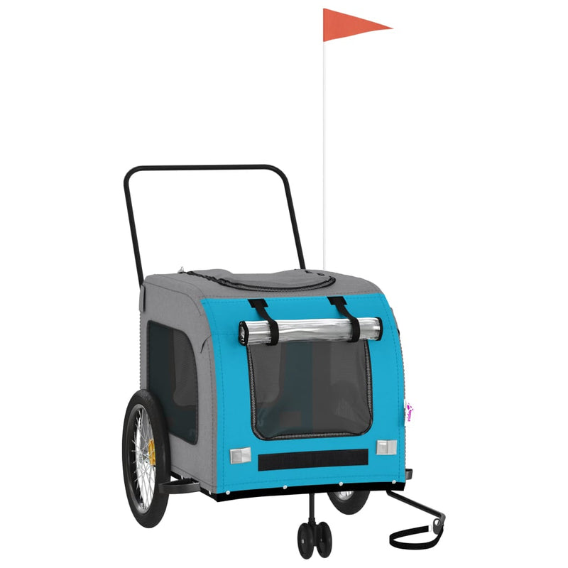 Load image into Gallery viewer, Vidaxl hondenfietstrailer oxford stof en ijzer blauw en grijs
