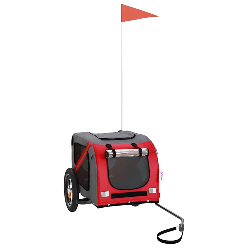 Load image into Gallery viewer, Vidaxl hondenfietstrailer oxford stof en ijzer rood en grijs
