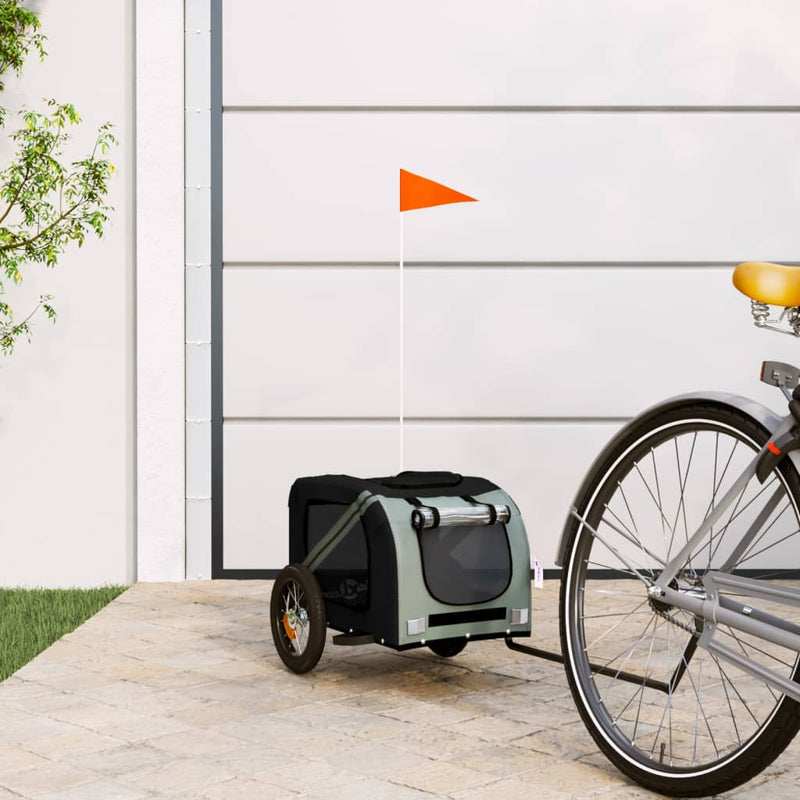 Load image into Gallery viewer, Vidaxl hondenfietstrailer oxford stof en ijzer grijs en zwart
