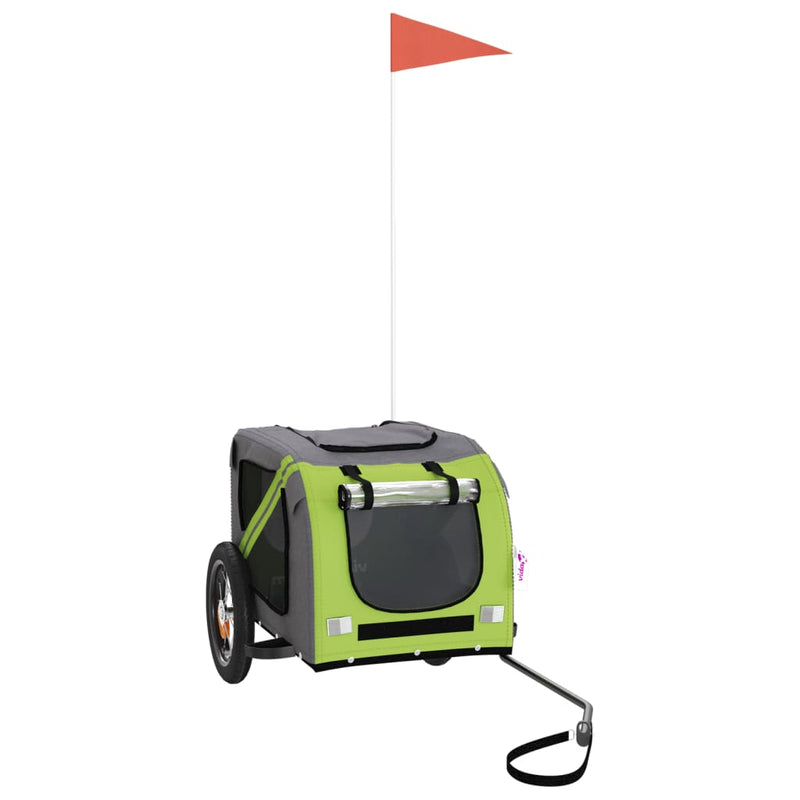 Load image into Gallery viewer, VidaXL Hondenfietstrailer oxford stof en ijzer groen en grijs
