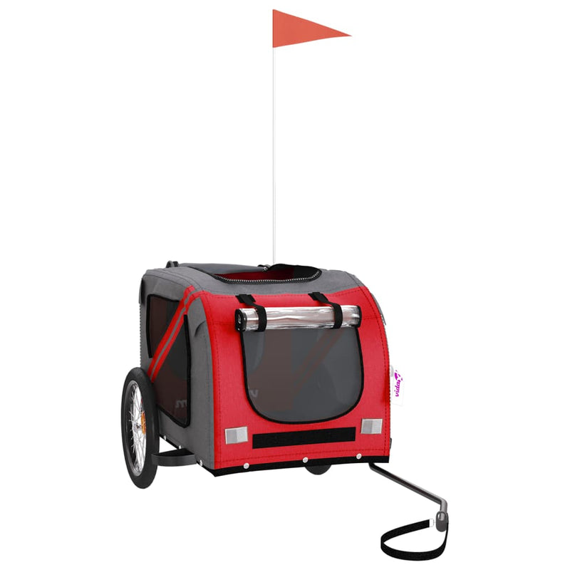Load image into Gallery viewer, Vidaxl hondenfietstrailer oxford stof en ijzer rood en grijs
