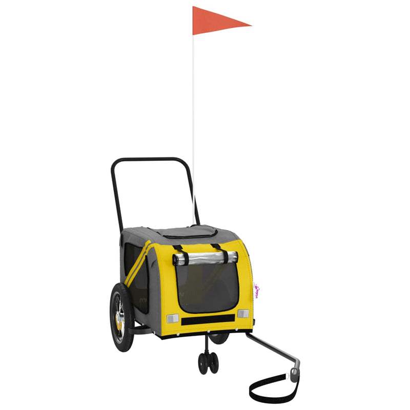 Load image into Gallery viewer, Vidaxl hondenfietstrailer oxford stof en ijzer geel en zwart
