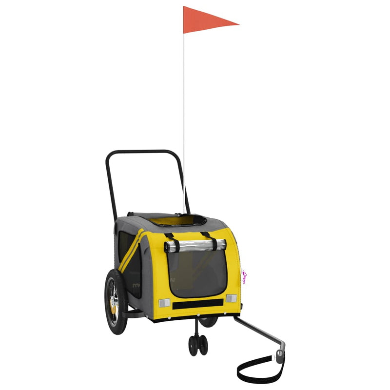 Load image into Gallery viewer, Vidaxl hondenfietstrailer oxford stof en ijzer geel en zwart
