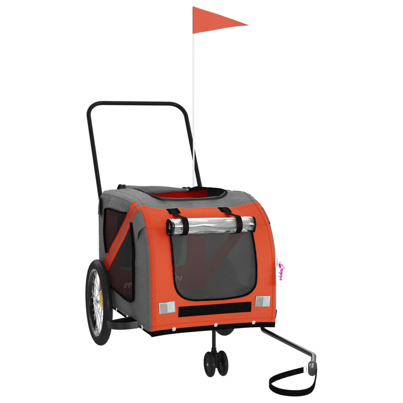 Load image into Gallery viewer, Vidaxl hondenfietstrailer oxford stof en ijzer oranje en grijs
