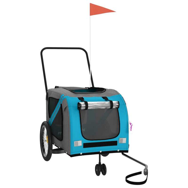 Load image into Gallery viewer, Vidaxl hondenfietstrailer oxford stof en ijzer blauw en grijs
