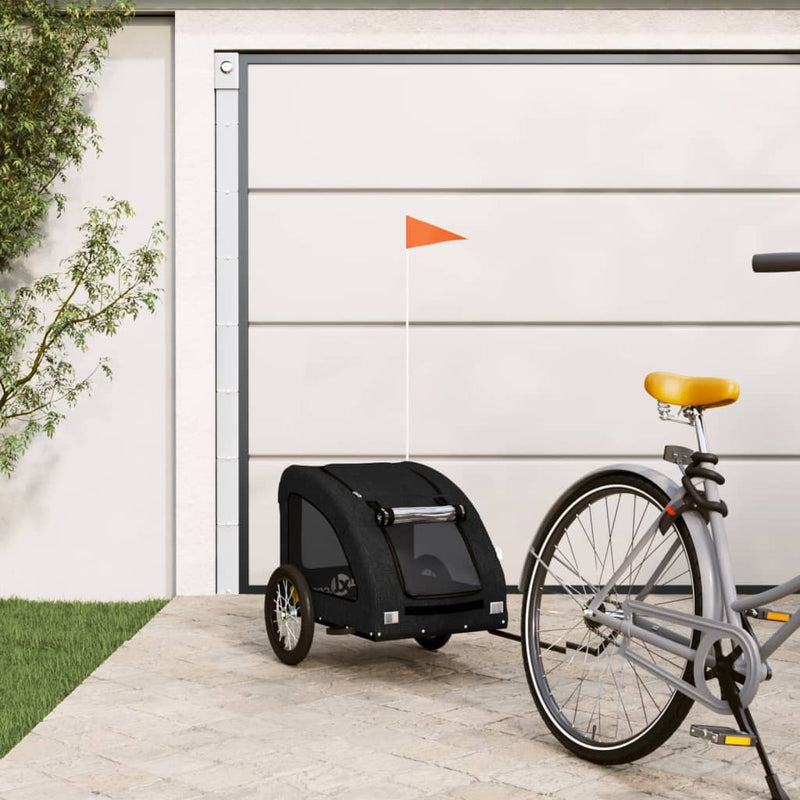 Load image into Gallery viewer, Vidaxl hondenfietstrailer oxford stof en ijzer zwart
