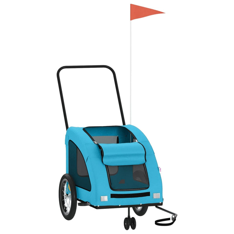 Afbeelding laden in galerijviewer, Vidaxl hondenfietstrailer oxford stof en ijzer blauw
