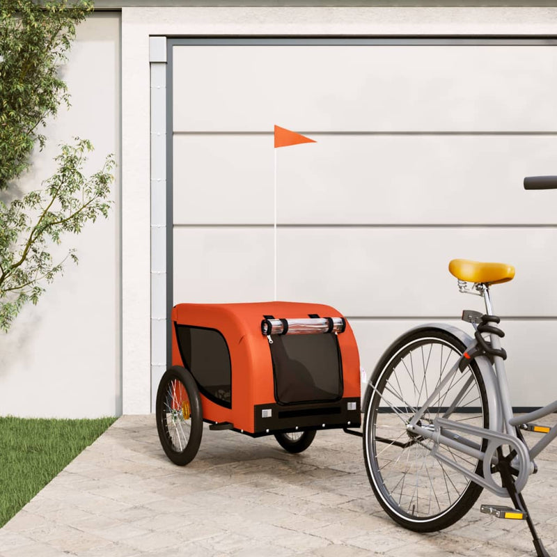 Load image into Gallery viewer, Vidaxl hondenfietstrailer oxford stof en ijzer oranje en zwart

