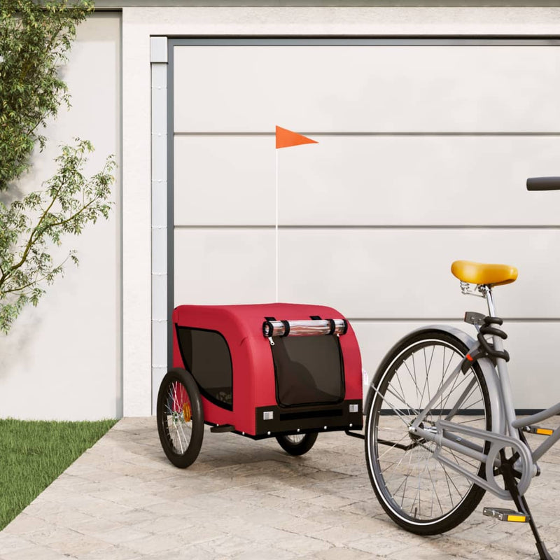 Load image into Gallery viewer, Vidaxl hondenfietstrailer oxford stof en ijzer rood en zwart
