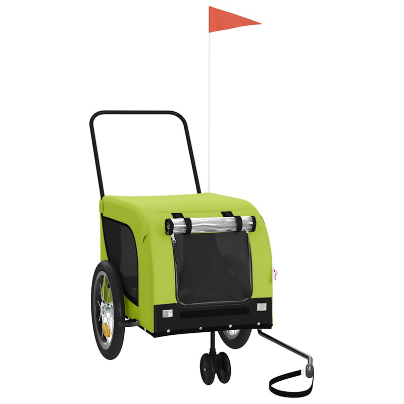 Load image into Gallery viewer, Vidaxl hondenfietstrailer oxford stof en ijzer groen en zwart
