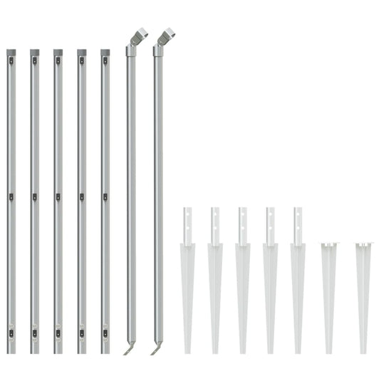 Vidaxl gaashek met grondankers 1x10 m zilverkleurig