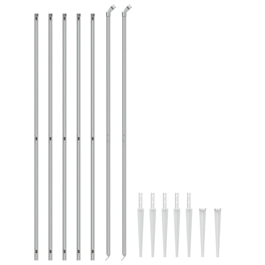 Vidaxl gaashek met grondankers 1,8x10 m zilverkleurig