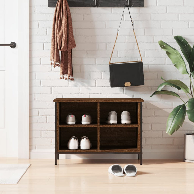 Load image into Gallery viewer, Vidaxl schoenenkast 69x35x50 cm bewerkt hout bruin eikenkleur
