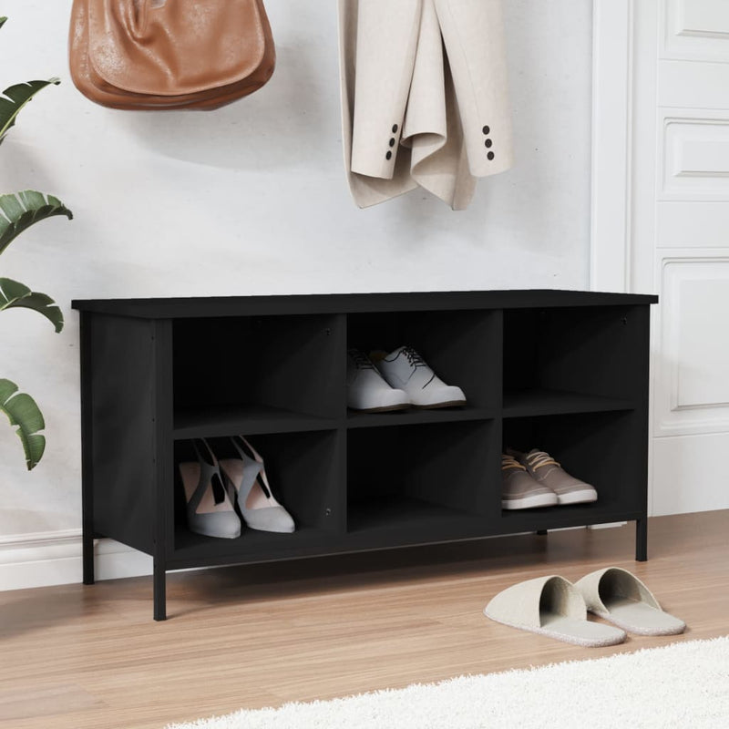 Load image into Gallery viewer, Vidaxl schoenenkast 100x35x50 cm bewerkt hout zwart
