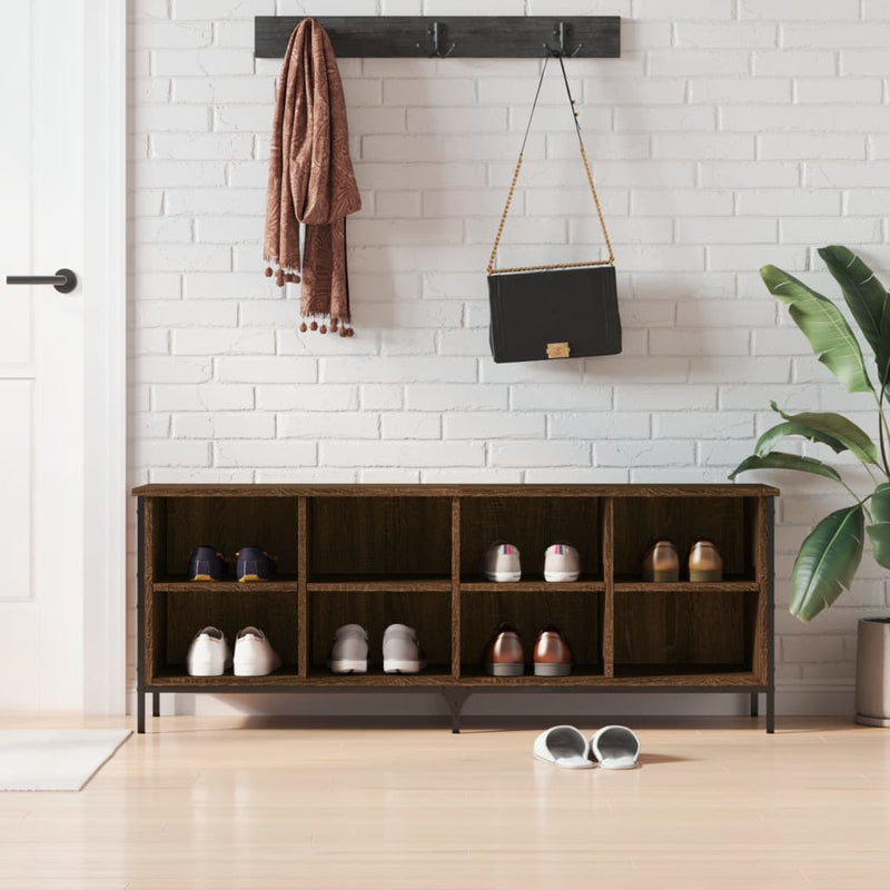 Load image into Gallery viewer, Vidaxl schoenenkast 131x35x50 cm bewerkt hout bruin eikenkleur
