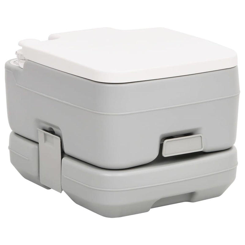 Load image into Gallery viewer, Vidaxl campingtoilet draagbaar 10+10 l hdpe grijs en wit
