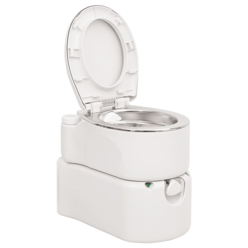 Afbeelding laden in galerijviewer, Vidaxl campingtoilet geïntegreerd 24+17 l hdpe en staal wit
