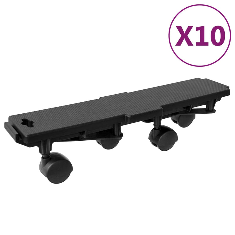 Load image into Gallery viewer, VidaXL Verhuishondjes met 4 wielen 10 st 170 kg polypropeen zwart
