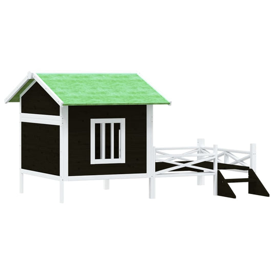 Vidaxl hondenhok 159x120x88,5 cm massief grenenhout grijs