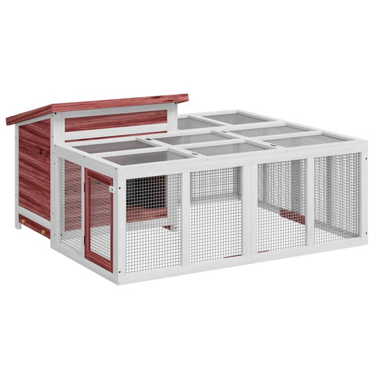 VidaXL Konijnenhok 144x123x67,5 cm massief grenenhout mokkakleurig