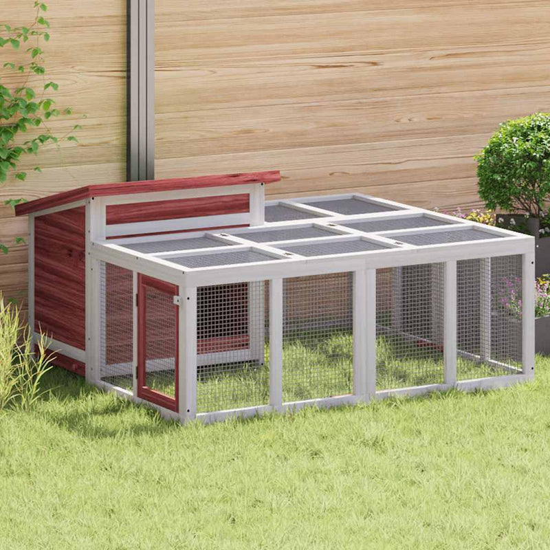 Load image into Gallery viewer, VidaXL Konijnenhok 144x123x67,5 cm massief grenenhout mokkakleurig
